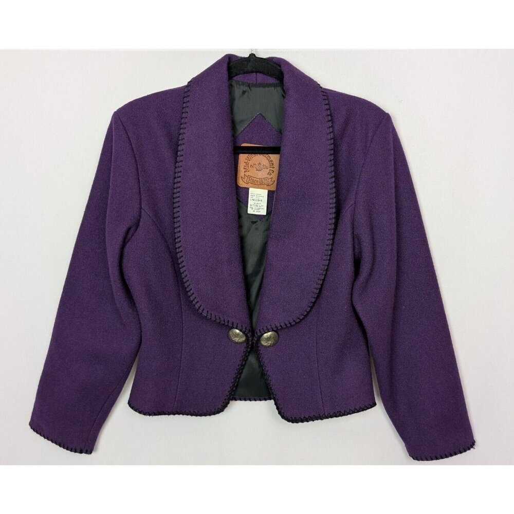 Mid West Garments sz. S Purple Wool Blend Cropped Western Rodeo Jacket Coat Top